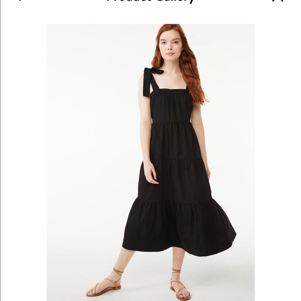Chic Black Tiered Midi Dress